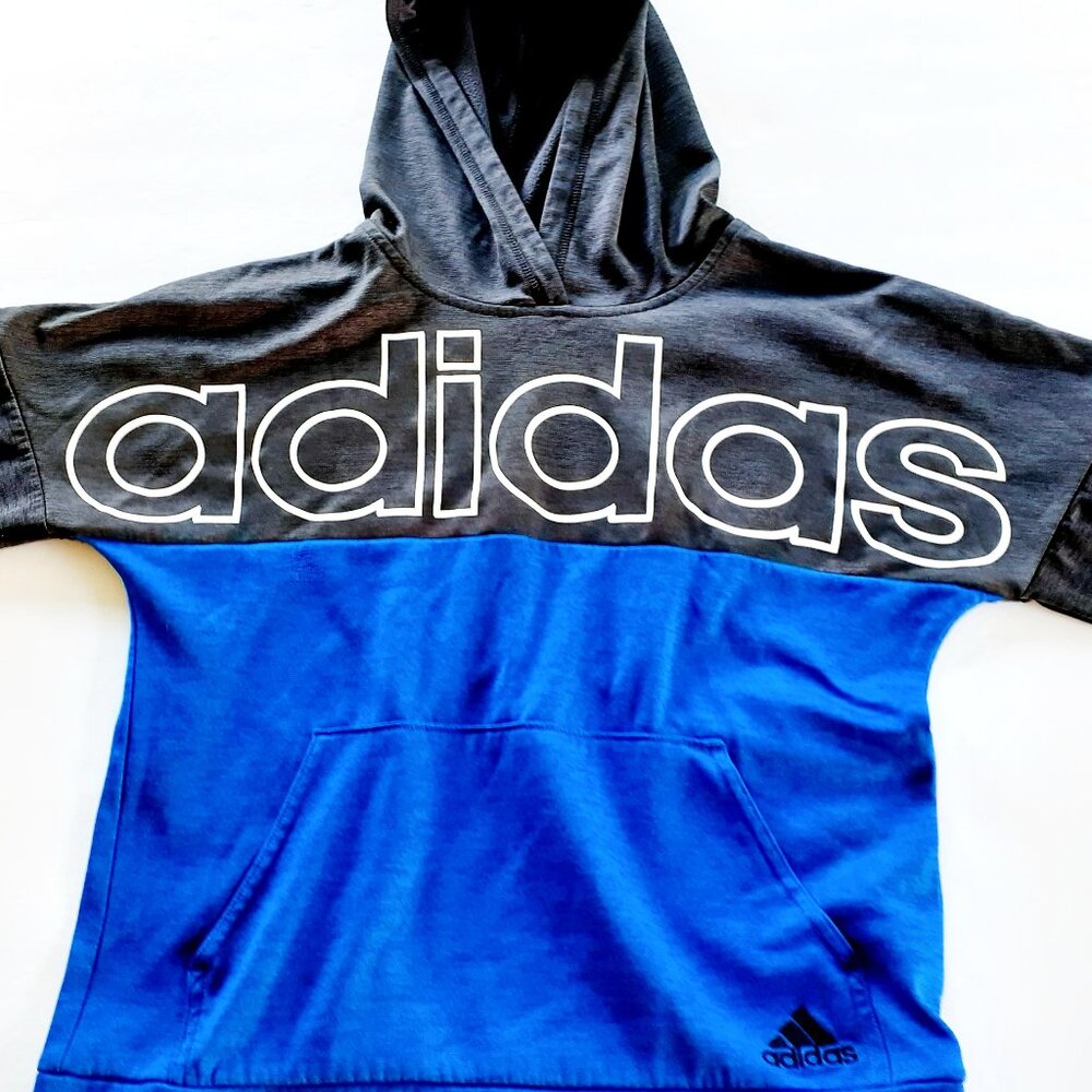 Adidas Boys Hoodie Sweatshirt Blue Black Medium 10-12